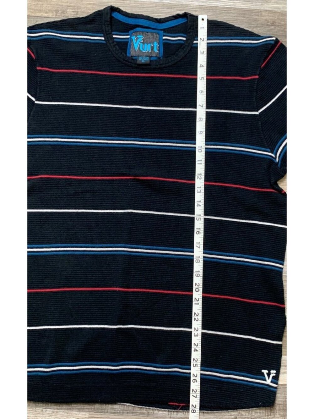 VURT Knit Sweater Mens Size XL Black Striped Long Sleeve Pullover Crew Neck - Picture 9 of 12
